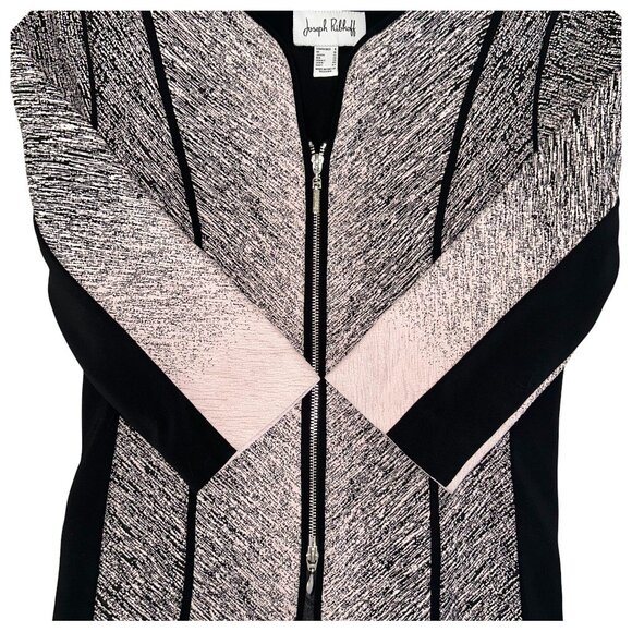 Joseph Ribkoff Gradient Zip Jacket Black Pink Size 8 Ombre Jacquard - Picture 4 of 7